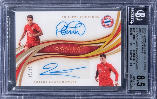 2019-20 Panini Immaculate Collection #D-CL Philippe Coutinho/Robert Lewandowski Dual Signed Card (#25/25) - BGS NM-MT+ 8.5/BGS 10 